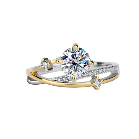 Bague de fiançailles art deco en argent sterling 925 et diamant de moissanite de taille ronde