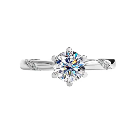 Bague de fiançailles classique en argent sterling 925 et diamant de moissanite de taille ronde