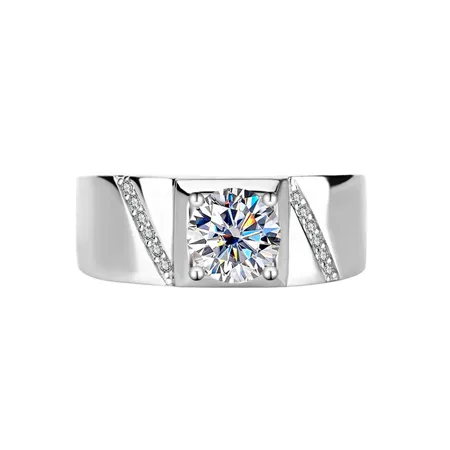 Bague de fiançailles classique en argent sterling 925 et diamant de moissanite de taille ronde