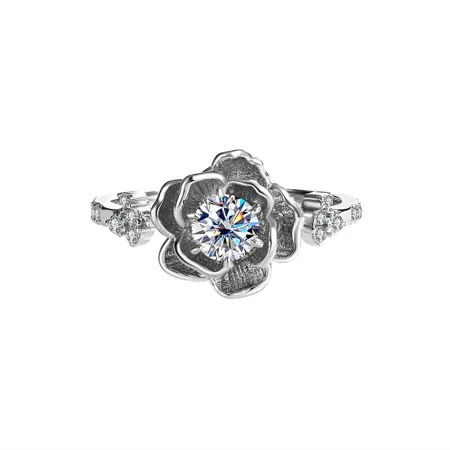 Bague de fiançailles art deco en argent sterling 925 et diamant de moissanite de taille ronde