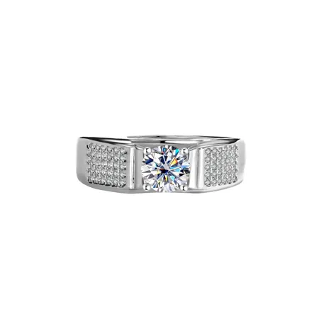 Bague de fiançailles classique en argent sterling 925 et diamant de moissanite de taille ronde