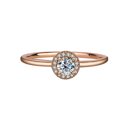 Bague de fiançailles en argent sterling 925 et or rose 925, diamant de moissanite de taille ronde