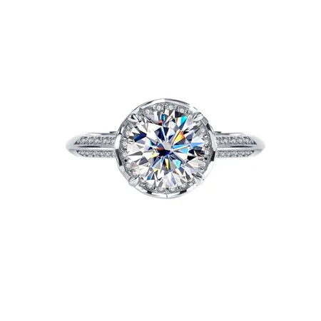 Bague de fiançailles en argent sterling 925 et diamant de moissanite de taille ronde