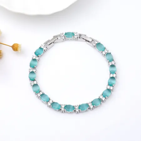 Bracelet de cristal cyan