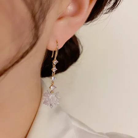 Pendants d'oreilles en or jaune et cristal
