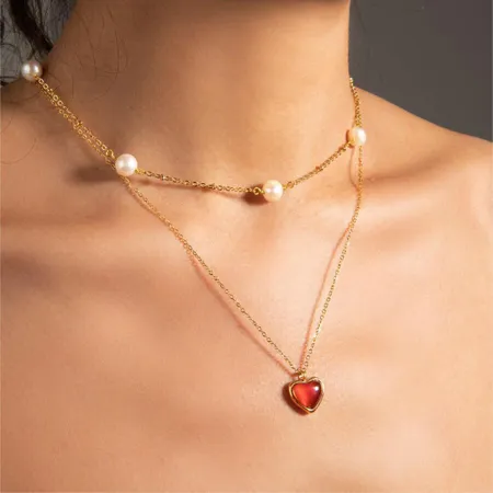 Collier coeur cornaline...