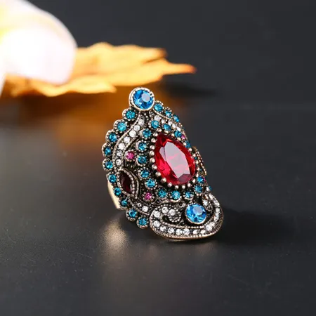 Bague rouge rubis et bleu...