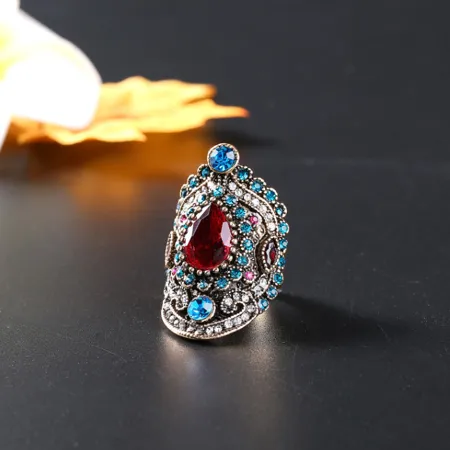 Bague rouge rubis et bleu...