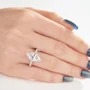 Bague de fiançailles en argent sterling blanc avec diamant taille marquise