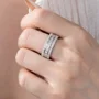 Bague de fiançailles en argent 925 avec diamant blanc taille princesse