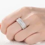 Bague de fiançailles en argent 925 avec diamant blanc taille princesse