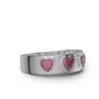 Bague de promesse en argent sterling sertie de rubis rouge taillé en trois cœurs