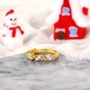 Bague en argent sterling blanc et or jaune avec diamant taille marquise