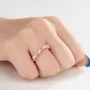 Bague en argent sterling blanc et or jaune avec diamant taille marquise