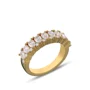 Bague de mariage en argent sterling blanc et or jaune avec diamant taille poire