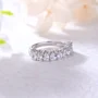 Alliance en argent sterling blanc avec diamant taille poire