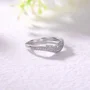 Bague de mariage en argent sterling blanc avec diamant taille ronde