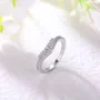 Bague de mariage en argent sterling blanc avec diamant taille ronde
