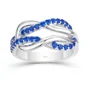 Bague de promesse en argent sterling et saphir bleu taille ronde