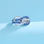 Bague de promesse en argent sterling et saphir bleu taille ronde