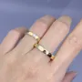 Bague de couple en or jaune blanc et diamant rond en argent 925