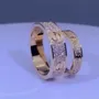 Bague de couple en or rose blanc et diamant rond en argent 925