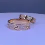 Bague de couple en or rose blanc et diamant rond en argent 925