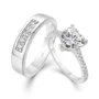 Alliances en argent sterling 925 blanc avec diamant taille cœur