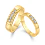 Alliances en argent sterling 925 et or jaune avec diamants taille ronde