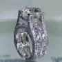 Bague de fiançailles art déco en argent sterling avec diamant blanc et taille ronde