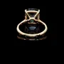 Bague de fiançailles en or rose 925 avec saphir bleu à taille coussin
