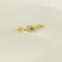 Bague de fiançailles minimaliste en argent sterling avec diamant blanc taillé dans l'or jaune