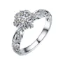 Bague de fiançailles art deco halo en argent 925 avec diamant rond et blanc