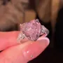 Bague de fiançailles 3 pierres rose fantaisie en argent 925