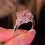 Bague de fiançailles 3 pierres rose fantaisie en argent 925