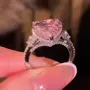 Bague de fiançailles 3 pierres rose fantaisie en argent 925