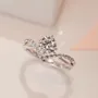 Bague de fiançailles art déco en argent 925 et diamant rond