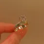 Bague de fiançailles en argent 925 et diamant rond en or jaune blanc