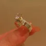 Bague de fiançailles en argent 925 et diamant rond en or jaune blanc