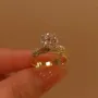 Bague de fiançailles en argent 925 et diamant rond en or jaune blanc