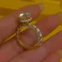 Bague de fiançailles en argent 925 avec halo caché en or jaune blanc et diamant rond