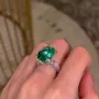 Bague de fiançailles en argent 925 art deco vert émeraude taille ovale