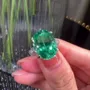 Bague de fiançailles en argent 925 art deco vert émeraude taille ovale