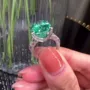 Bague de fiançailles en argent 925 art deco vert émeraude taille ovale