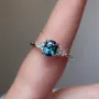Bague de fiançailles classique en argent 925 saphir bleu à taille ovale