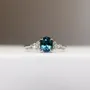 Bague de fiançailles classique en argent 925 saphir bleu à taille ovale