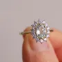 Bague de fiançailles halo en argent sterling et or jaune 925 avec aigue-marine bleue de taille ovale