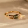 Bague de fiançailles minimaliste radiant cut peridot green agate 925 sterling silver yellow gold