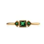 Bague de fiançailles minimaliste empilable à 3 pierres en argent sterling et or jaune 925, taille princesse, vert émeraude