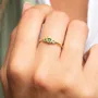 Bague de fiançailles minimaliste empilable à 3 pierres en argent sterling et or jaune 925, taille princesse, vert émeraude
